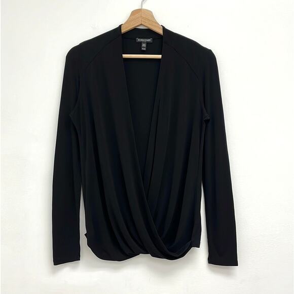 Eileen Fisher 100% Silk Faux Wrap Surplice Drape Elegant Blouse - Petite Small - Picture 11 of 11
